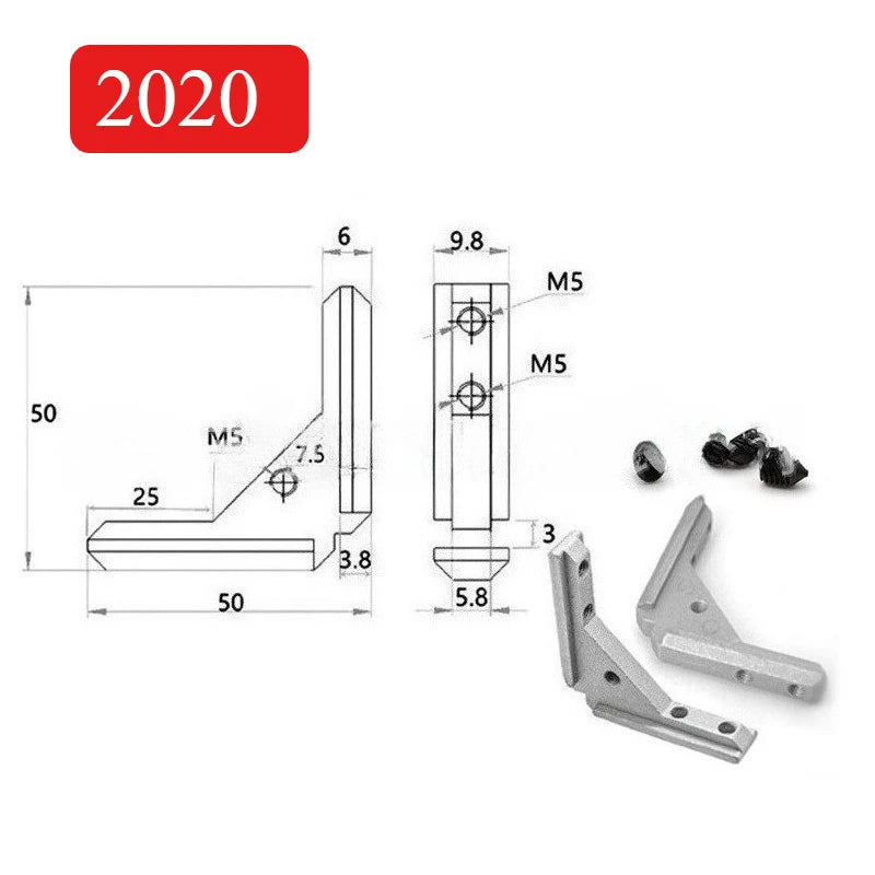 2020 3030 4040 Panel Installation Board Angle Slot Fixing Hardware Door Frame Corner Code Profile Universal Angle Slot Connec