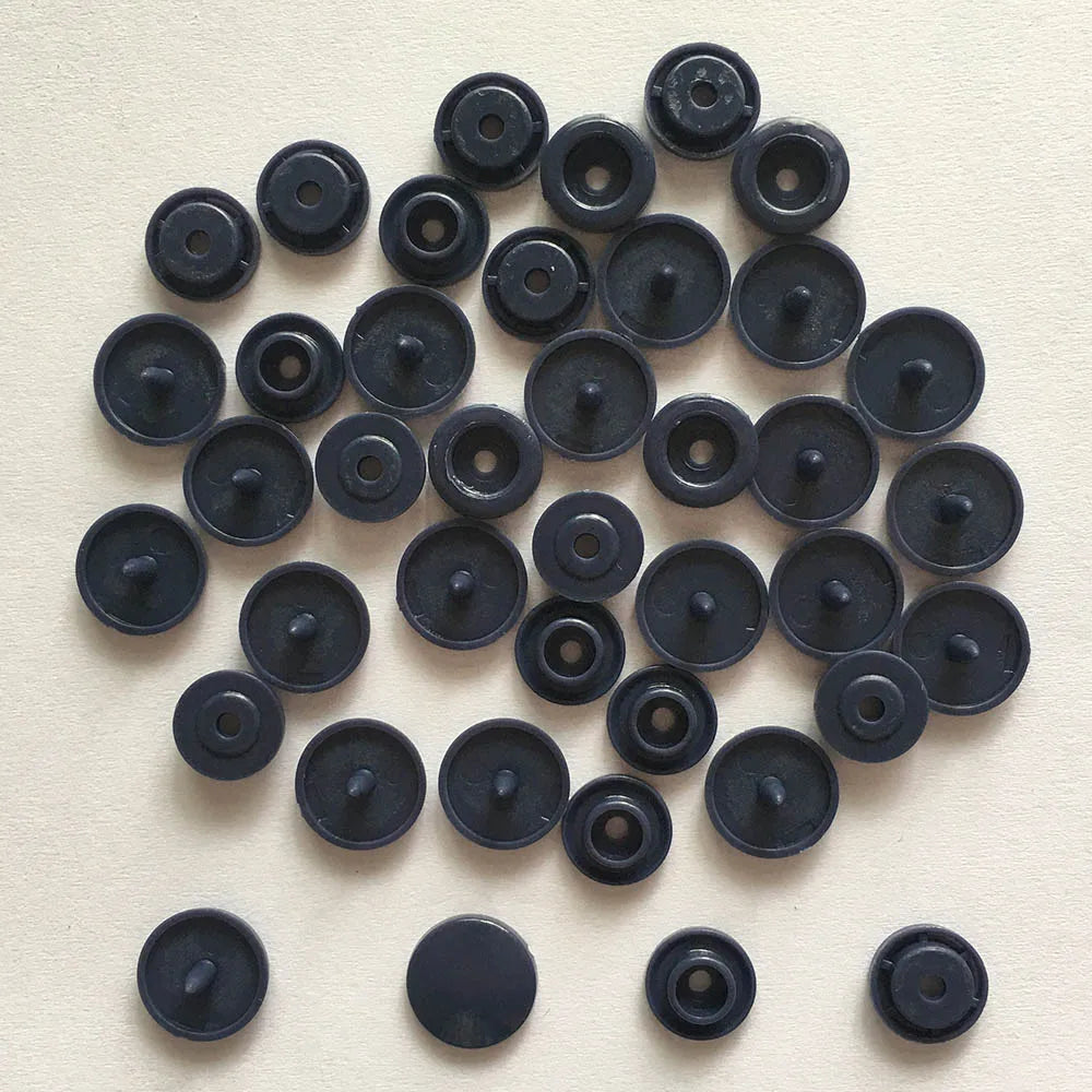 50 Sets Round Snaps Buttons For Bib T5 Plastic Press Button Fastener Snap For Clothes Accessories DIY Crafts 24Colors - navy 