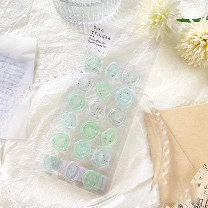 18pcs, Vintage Wax Seal Stamp Stickers, DIY Scrapbooking Journal Planner Decorations Stationery Envelope Sealing Tags - C