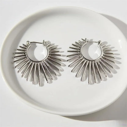 Trending French Punk Fan Hoop Earring For Woman New In 2025 Fashion Party Exaggerate Elegant Korean Earring Jewelry