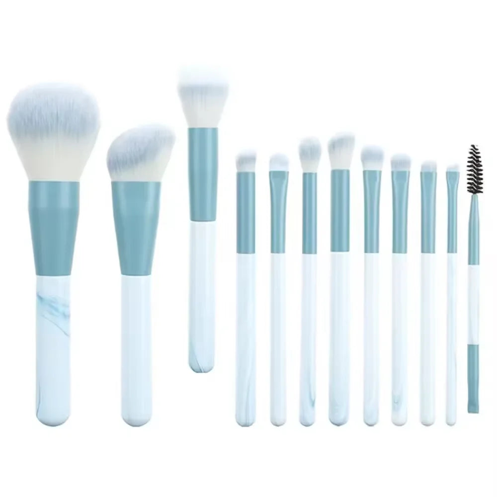 13 PCS Makeup Brushes Set Eye Shadow Foundation Women Cosmetic Brush Eyeshadow Blush Beauty Soft Make Up Tools Bag - Blue