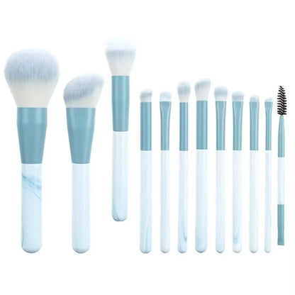 13 PCS Makeup Brushes Set Eye Shadow Foundation Women Cosmetic Brush Eyeshadow Blush Beauty Soft Make Up Tools Bag - Blue