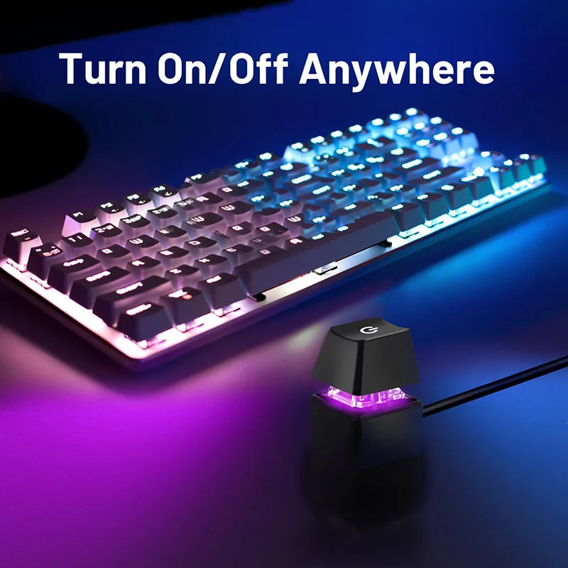 Desk ON/OFF Power Switch for Desktop Computer RGB Backlight Mechanical Shaft Key External Remote Start PC Mainboard Reset But