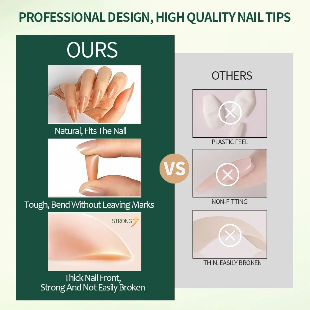 Nailpop 3-IN-1 Nude Natural Soft Nail Tips Set 140PCS Skin Tones Press on Nails Ultra-Fit Gel Nail Extensions Easy Manicure D
