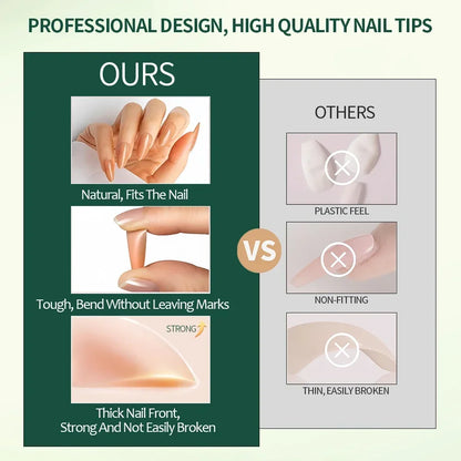 Nailpop 3-IN-1 Nude Natural Soft Nail Tips Set 140PCS Skin Tones Press on Nails Ultra-Fit Gel Nail Extensions Easy Manicure D