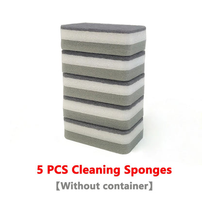 Soap Dispenser Box Press Dispenser Scrubbing Liquid Container Kitchen Bathroom Automatic Detergent Foam Box with Sponge Holde