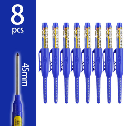 4-60Pcs 45mm Long Nib Head Carpenter Pen Deep Hole Marker Pens Black/Blue/Red/White for Measuring Woodworking Hand Tools