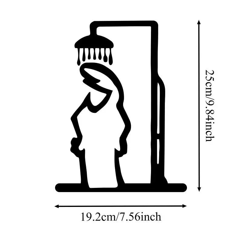 Black Shower Figure Wall Decoration Minimalist Line Metal Bathroom Sign Rustic Door Art Sign Funny Door Topper Home Decoratio