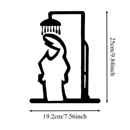 Black Shower Figure Wall Decoration Minimalist Line Metal Bathroom Sign Rustic Door Art Sign Funny Door Topper Home Decoratio