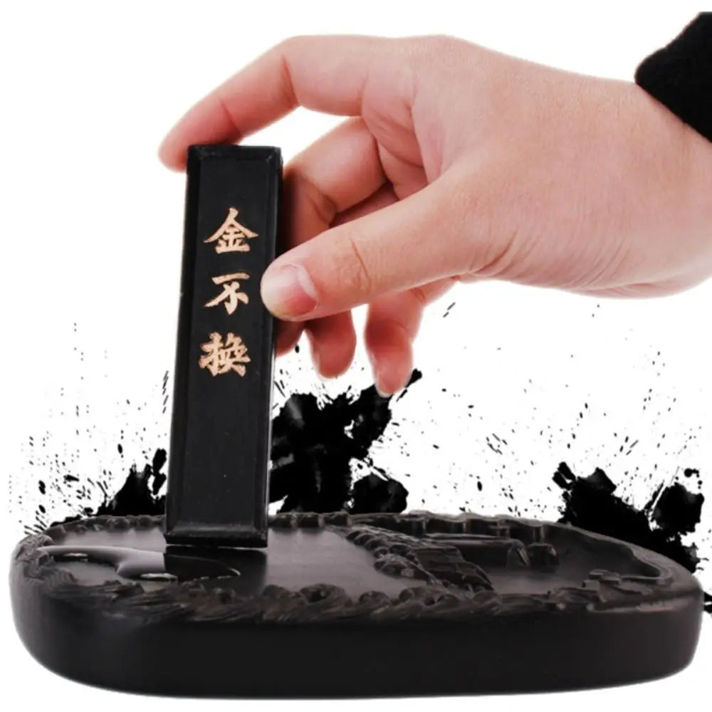 Chinese Calligraphy Ink Stone Handmade Ink Block Ink Stick for Chinese Japanese Calligraphy and Painting (Black)