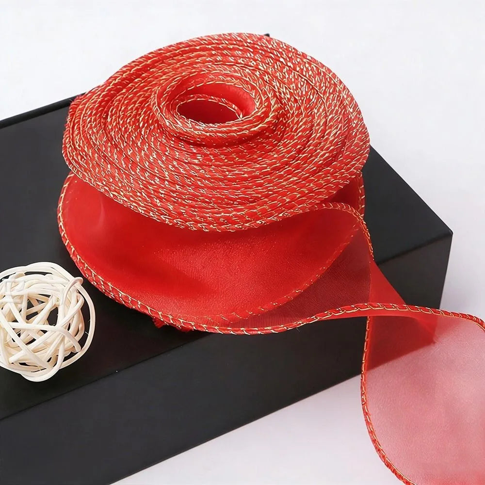 1PC 10 Yards Fishtail Yarn Ribbons 2.5cm Wave Edge Pleated Gifts Packaging Material Gift Wrapping Bouquets Chiffon Ribbon - 4