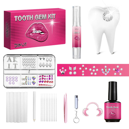 DIY Teeth Gems Kit With Glues And Light Teeth Anti-drop Clear Precious Stone Jewelry Decoration Glittering Tooth Jewelry Kit 