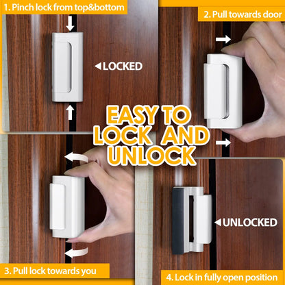 New Home Security Door Lock Aluminum Alloy Anti-theft Door Lock Childproof Door Reinforcement Lock with 3 Inch Stop