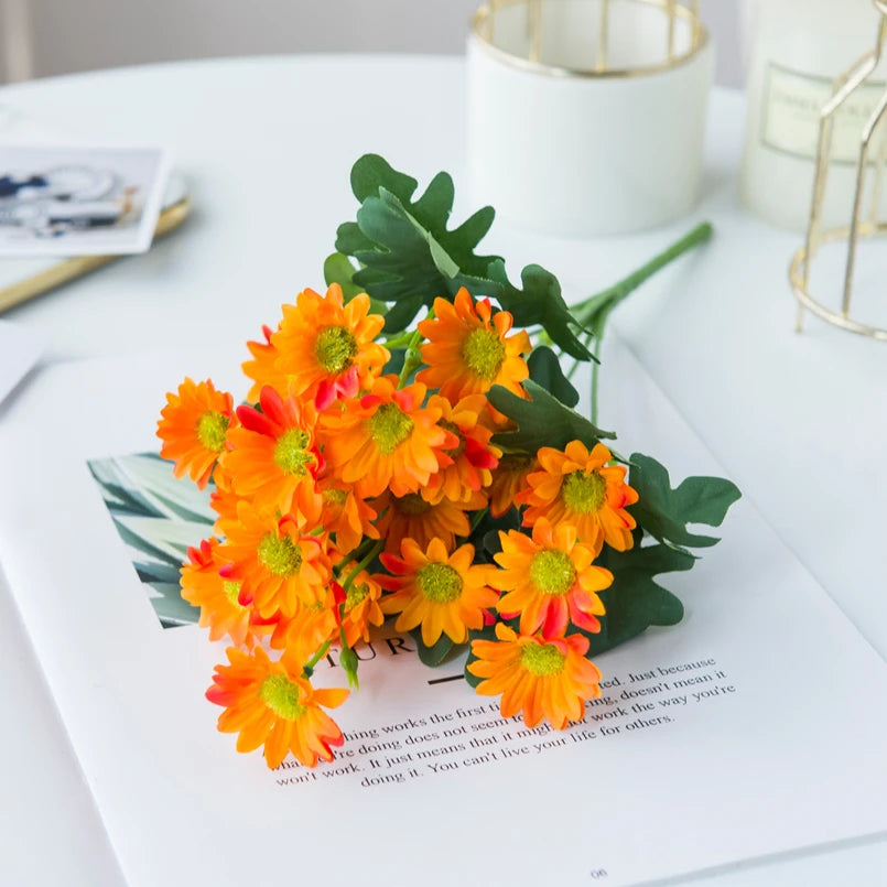 21 Heads Artificial Flower Autumn Silk Daisy Bouquet Decor Vase Home Wedding Decor Household Products Holiday Party DIY Gift 