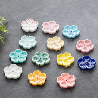 Cherry Blossom Incense Burner Home Ceramic Decor Stick Holder Aromatherapy Censer Office Teahouse Ornament