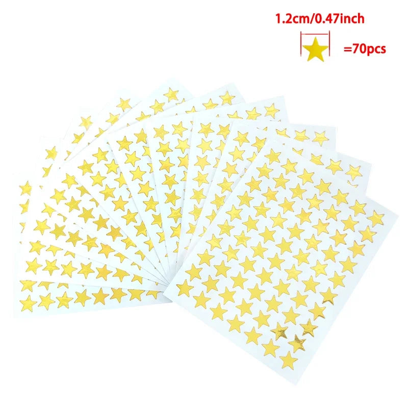 10 Sheets/bag Gold Star Sticker Stamping Five Pointed Star Sticker Children's Reward Sticker Teacher Praise Label - D