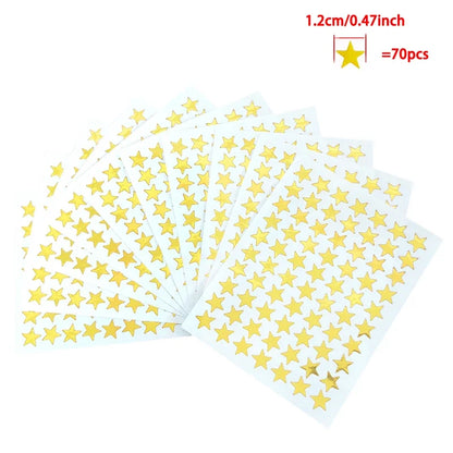 10 Sheets/bag Gold Star Sticker Stamping Five Pointed Star Sticker Children's Reward Sticker Teacher Praise Label - D