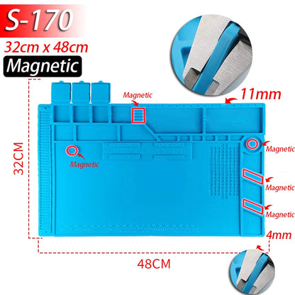 Soldering Station Mat Silicone Work Mat Heat Resistant 932°F Anti-Static