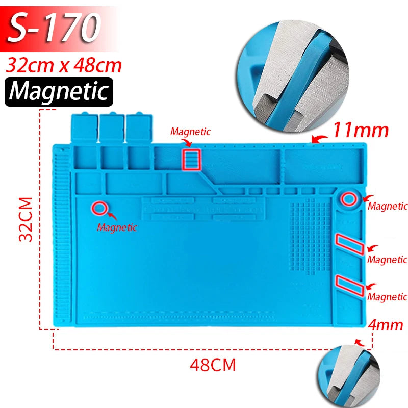 Soldering Station Mat Silicone Work Mat Heat Resistant 932°F Anti-Static - S170