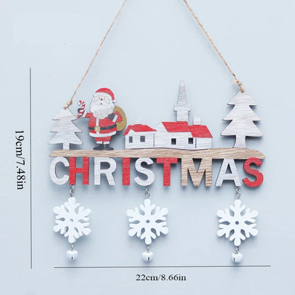 1PC Wooden Christmas Door Hanging Oranments Wall Merry Christmas Decor for Home Happy New Year Naviidad Door Pendants Gifts