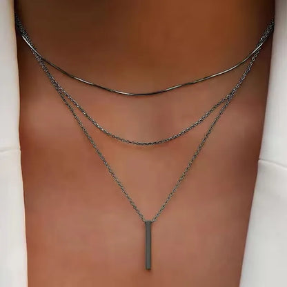 Vintage Bohemian Multilayer Minimalist Necklace for Women Stick Pendant Link Chain Necklace Collarbone Collares Fashion Jewel