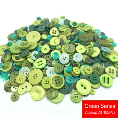 50g/Pack Mix Size Mix color Resin Button 1-3cm Sewing Buttons For Scrapbook Crafts DIY Handmade Sewing Accessories - Green Se