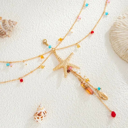 R7UF Fashionable Adjustable Lariat Chain With Shining Pendant FSwimsuit Accessory Jewelry or Summer Vacation