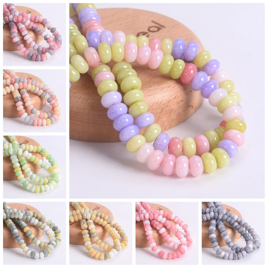 50pcs Mixed Colors Rondelle Shape 8x5mm Opaque Glass Loose Spacer Beads Lot For Jewelry Making DIY Bracelet Findings