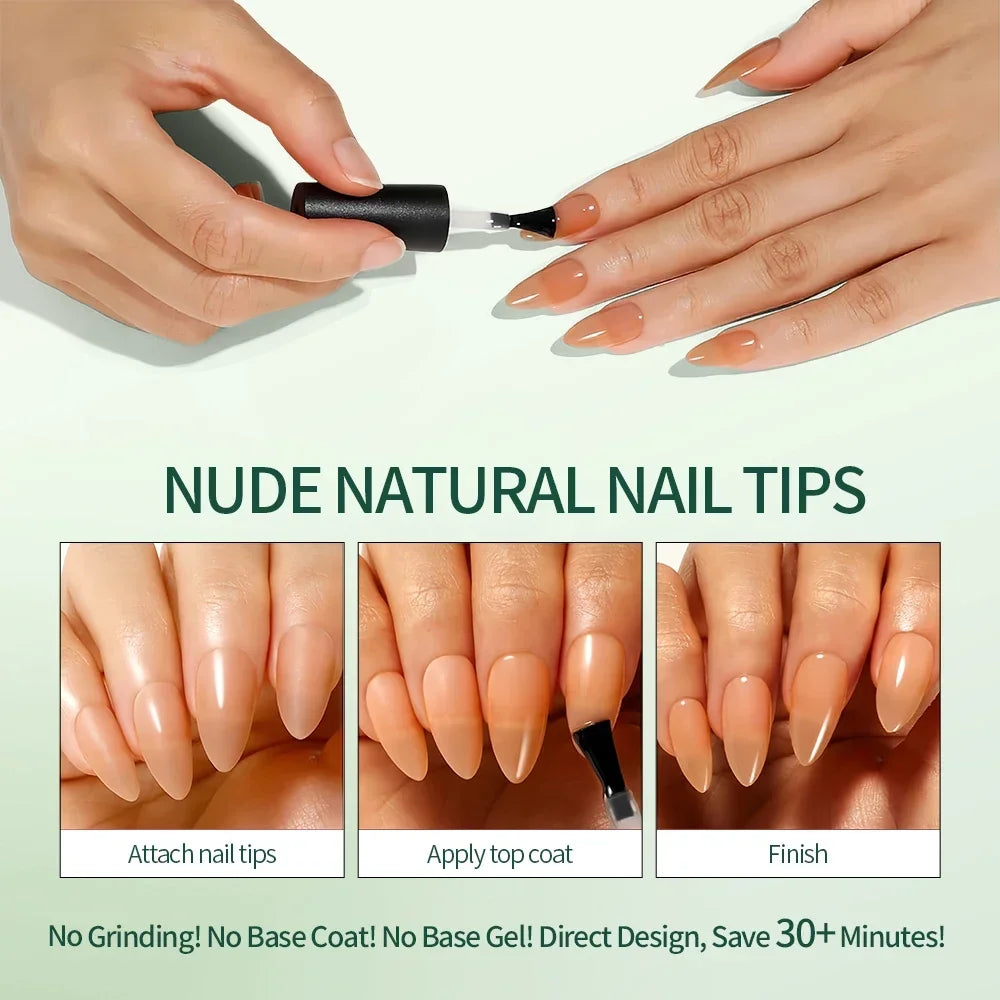 Nailpop 3-IN-1 Nude Natural Soft Nail Tips Set 140PCS Skin Tones Press on Nails Ultra-Fit Gel Nail Extensions Easy Manicure D
