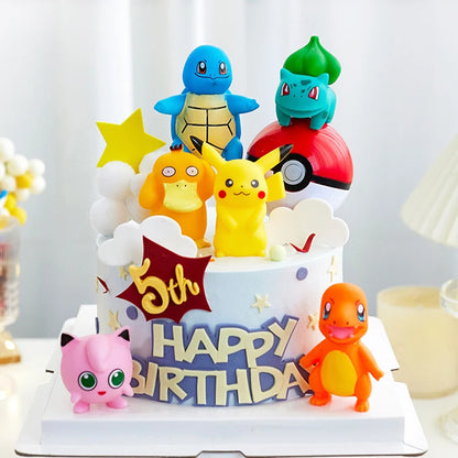 15Pcs/set Pokemon Cake Topper Pikachu Anime Figure Party Happy Birthday Pokemon Cake Decoration Supplies Boy Ornaments Kids G