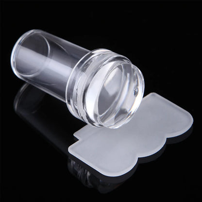 1pc Transparent Silicone Nail Art Stamping Kit French Design For Manicure Plate Stamp Polish Seal Two Side Stamper Scraper To