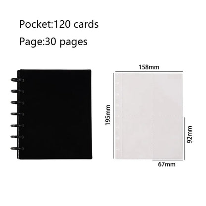 Multi-pockets 3 Inch Photo Album INS Style Idol Cards Collect Book Kpop Card Holder Loose-leaf Binder Photocard Holder - Blac