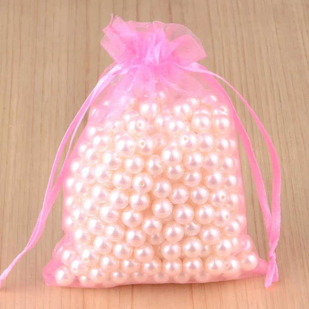 100pcs 24 Colors Jewelry Packaging Bag 5*7 7*9 9*12 10*15cm Organza Bags Gift Storage Wedding Drawstring Pouches Wholesales -
