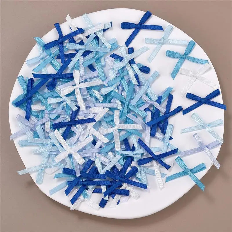 100Pcs Mini Satin Ribbons Flowers Bows Ties For DIY Craft Scrapbooking Embellishment Accessories Pets Hair Clothes Decoration