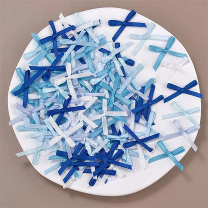100Pcs Mini Satin Ribbons Flowers Bows Ties For DIY Craft Scrapbooking Embellishment Accessories Pets Hair Clothes Decoration