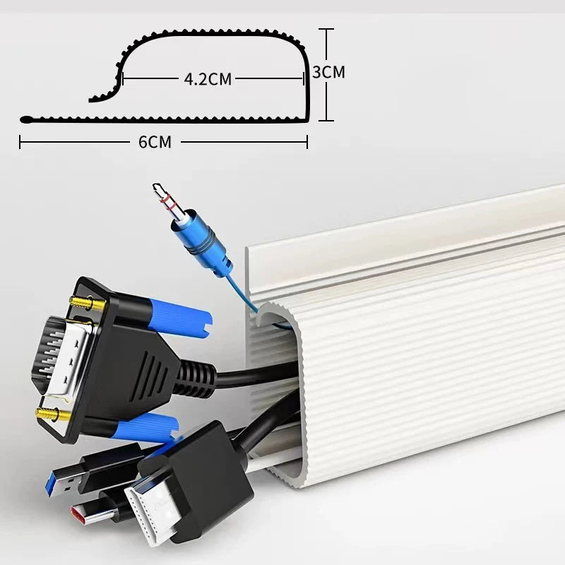 Channel Desk Cable Organizer Cable Management Accessories White Cable Protecter No Drilling Under Desk Management Tray - Whit