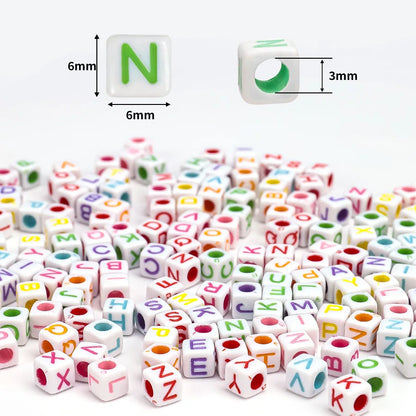 500/300pcsAcrylic Alphabet Cube Beads, Assorted A-Z Letter Spacer Beads for Bracelet, Necklace DIY Jewelry Making Craft Suppl