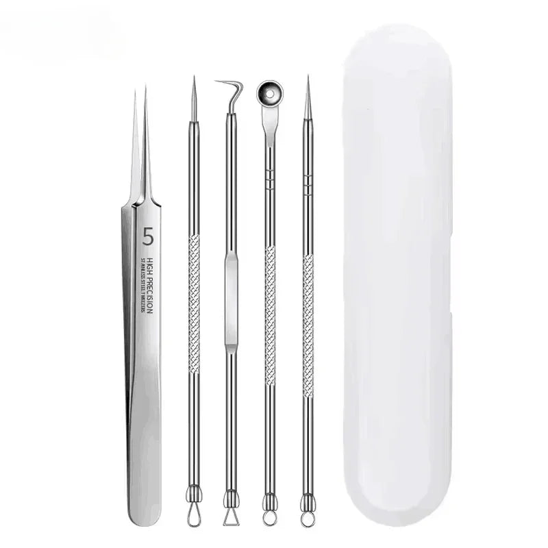 4-11Pcs Ingrown Hair Tweezers Acne Blackhead Removal Needles Black Dots Cleaner Deep Cleansing Pore Cleaner Face Skin Care To
