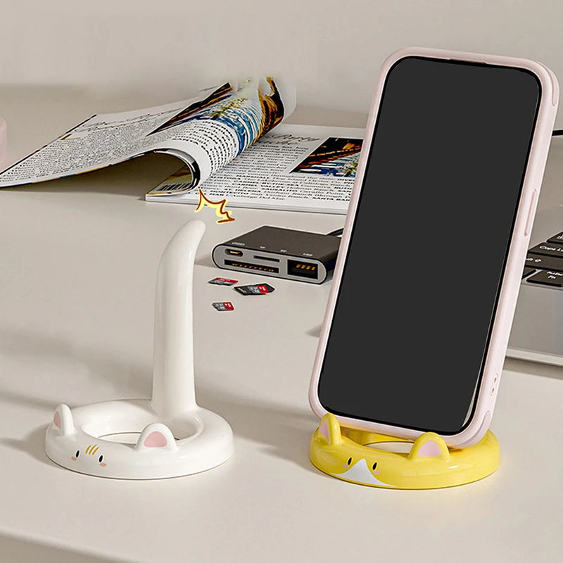 Cute And Sweet Cartoon Cat Mobile Phone Holder, Creative Desktop Mini Mobile Phone Holder, Can Be Used As A Decorative Orname