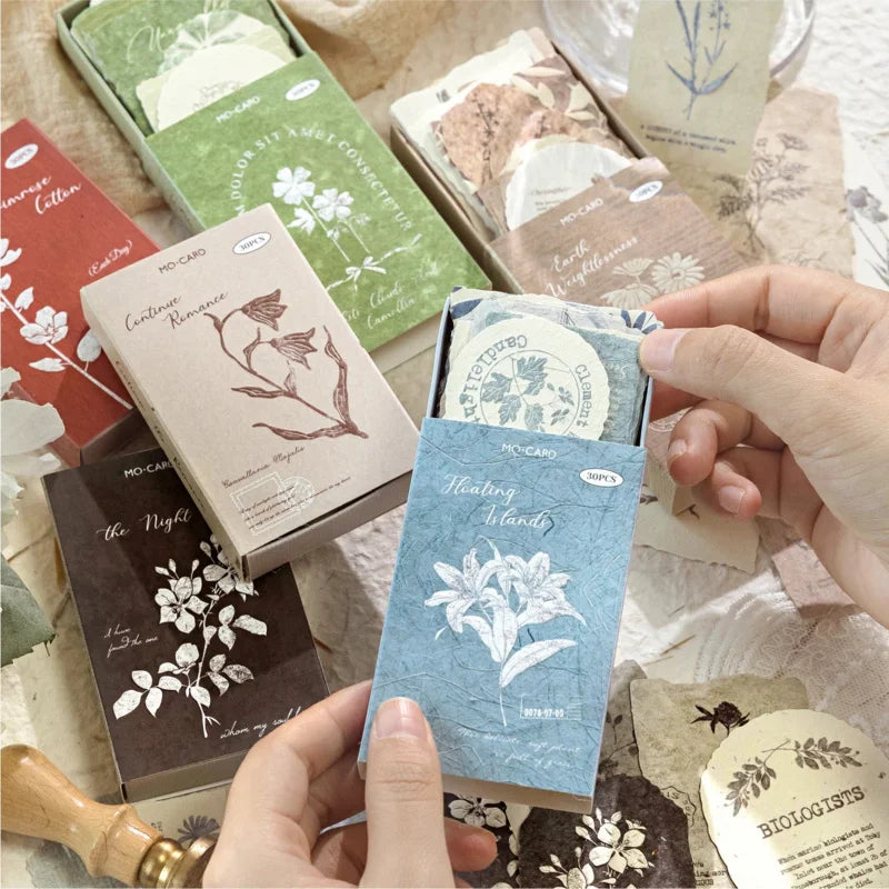 Journal GO 30pcs/box Vanilla Paper Stickers Creative Scrapbooking Collage Junk Journal diy Texture Material for Craft Making