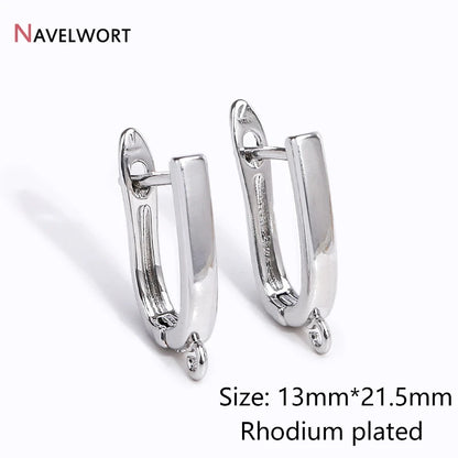 18K Gold Plated Brass Metal Earwires Basic Fasteners,Earring Fixtures,Inlaid Zircon Earring Hooks,Earring Making Supplies - R