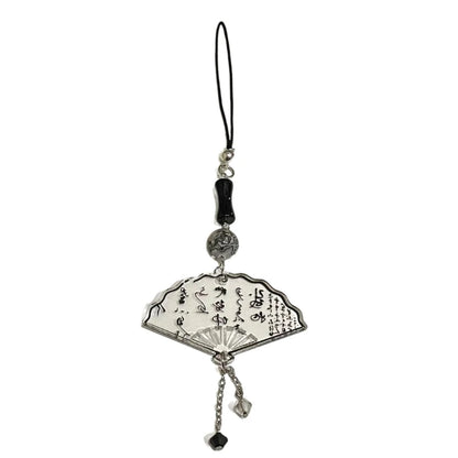 Acrylic Chinese Style Butterfly Pendant Phone Charm DIY Handmade Fan Calligraphy Mobile Phone Strap Anti-Lost Hanging Cord - 