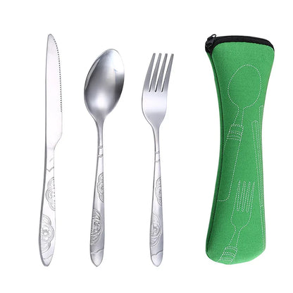 Picnic Set Tableware Washable with Zipper Travel Cutlery Kit Case Portable Pouch for Dinner Household Tool Travel Camping Spo