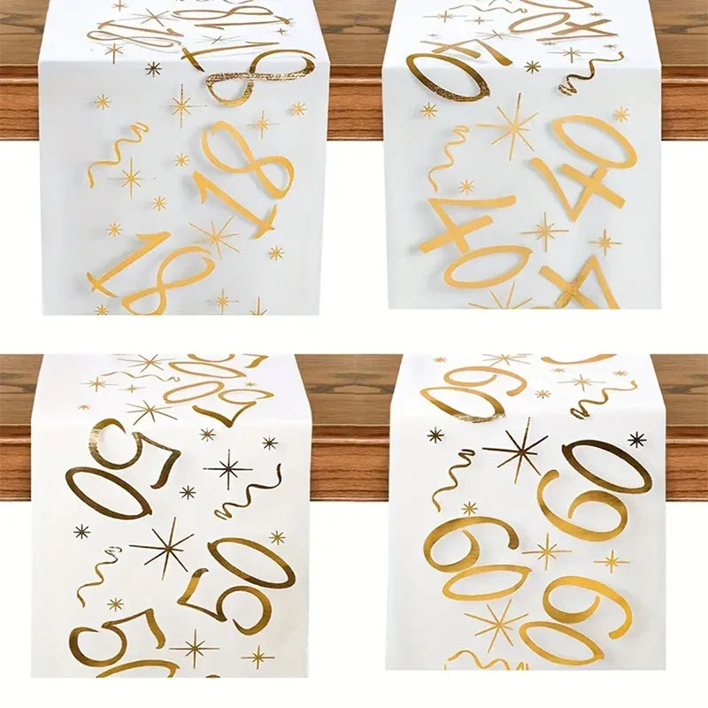 18th 90th Birthday Table Runner Birthday Party Decor 3M Gold Table Cover Roll for Table Home Birthday Celebration Party Suppl
