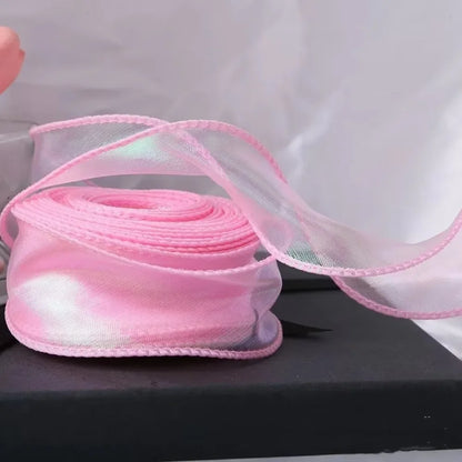 1PC 10 Yards Fishtail Yarn Ribbons 2.5cm Wave Edge Pleated Gifts Packaging Material Gift Wrapping Bouquets Chiffon Ribbon - 4