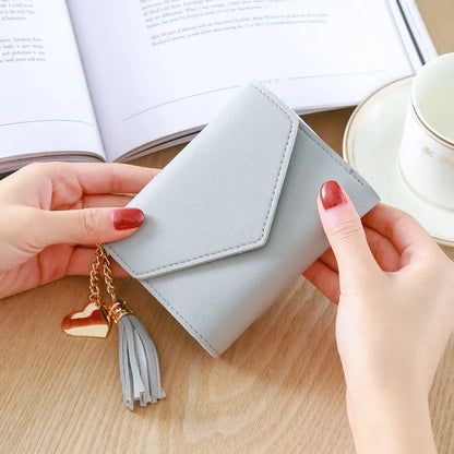 Fashion Short Women Wallets PU Leather Women Luxury Tassels Wallet Hasp Small Wallet Trend Coin Purse Ladies Card Holder Pouc