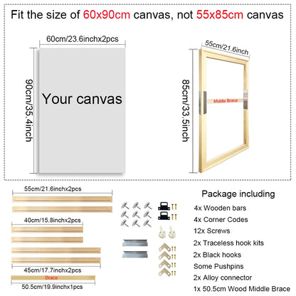 30x40 40x50 50x70 60x90 Canvas Frame Wooden Frames Wooden Photo Oil Painting Canvas Diamond Painting Frames Canvas Wood Wall 