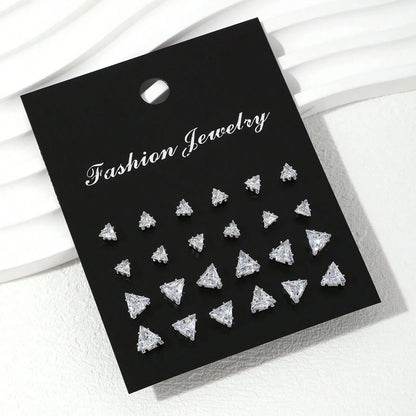 12 Pairs Of Luxurious, Simple, Shiny, And Caring Zirconia Decorative Earrings Are Suitable For Gifts To Parties,And Couples -