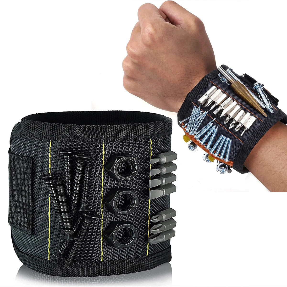 Magnetic Wristband for Holding Screws,Nails，Drilling Bits,Wrist Tool Holder Belts with Strong Magnets,Cool Gadgets for Men, w