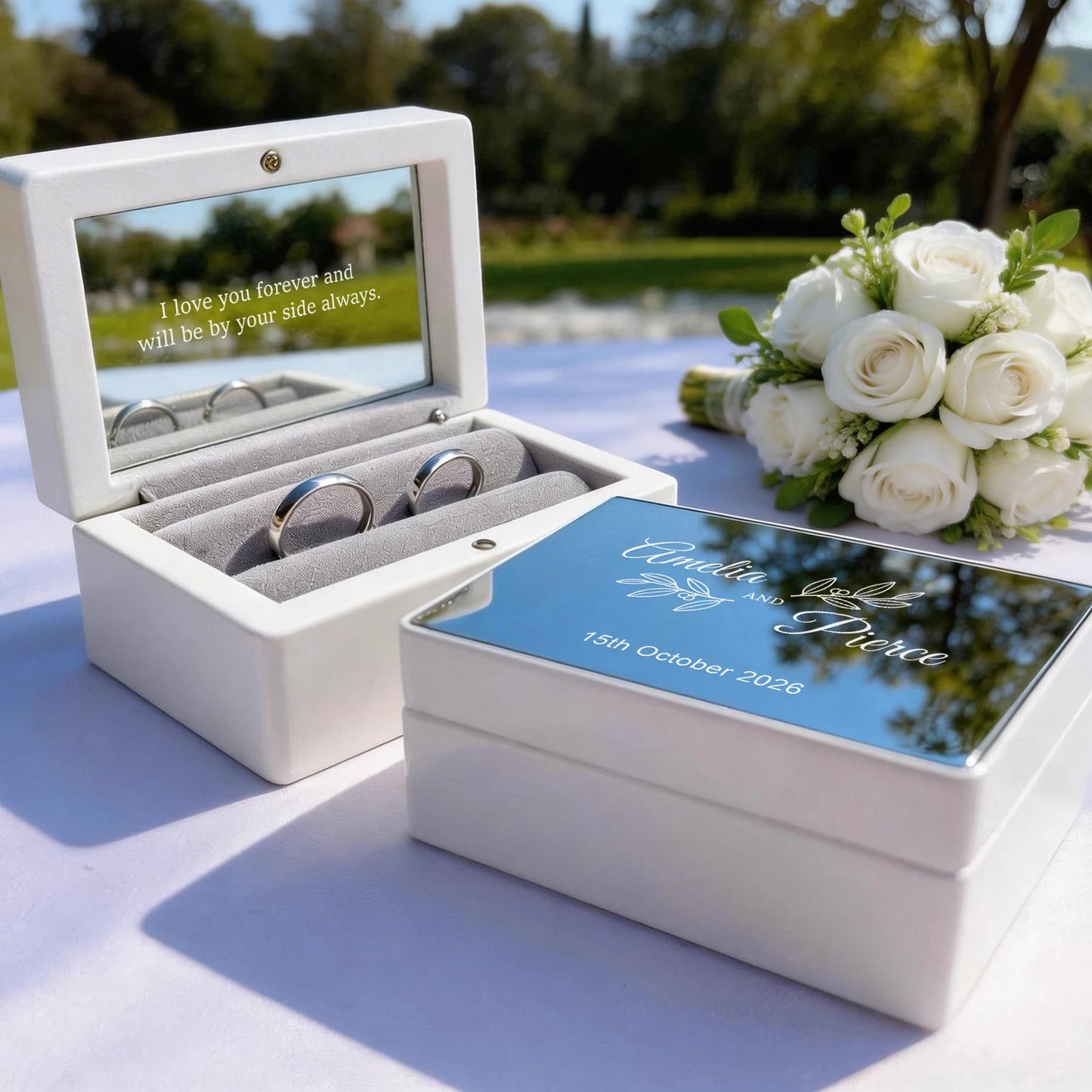 Custom Wedding Ring Box for 2 Rings Personalized Wedding Ring Box for Bride and Groom Before Church Ring Box for the Wedding
